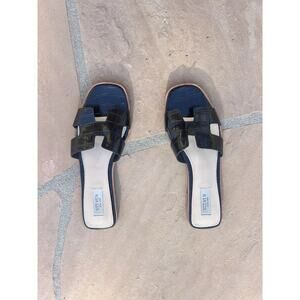 Black Steven Hannah Flat Sandals Slide 8 AG